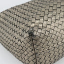 BOTTEGA VENETA INTRECCIATO Shoulder Bag Leather Silver Auth 194742V-14