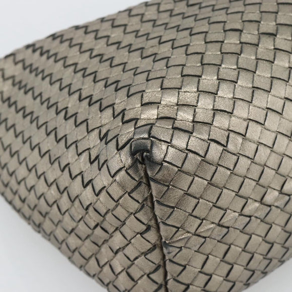 BOTTEGA VENETA INTRECCIATO Shoulder Bag Leather Silver Auth 194742V