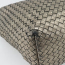 BOTTEGA VENETA INTRECCIATO Shoulder Bag Leather Silver Auth 194742V-16