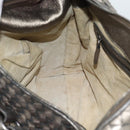 BOTTEGA VENETA INTRECCIATO Shoulder Bag Leather Silver Auth 194742V-20