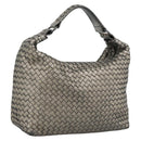 BOTTEGA VENETA INTRECCIATO Shoulder Bag Leather Silver Auth 194742V-1