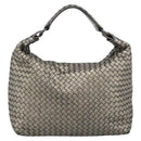 BOTTEGA VENETA INTRECCIATO Shoulder Bag Leather Silver Auth 194742V-13