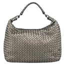 BOTTEGA VENETA INTRECCIATO Shoulder Bag Leather Silver Auth 194742V-2