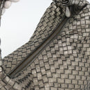 BOTTEGA VENETA INTRECCIATO Shoulder Bag Leather Silver Auth 194742V-6