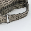 BOTTEGA VENETA INTRECCIATO Shoulder Bag Leather Silver Auth 194742V-7