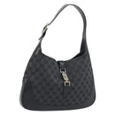 GUCCI GG Canvas Jackie Hand Bag Black Silver 001 3306 Auth 194743V-1