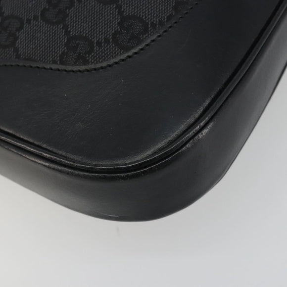 GUCCI GG Canvas Jackie Hand Bag Black Silver 001 3306 Auth 194743V