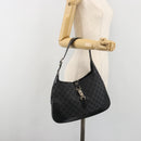 GUCCI GG Canvas Jackie Hand Bag Black Silver 001 3306 Auth 194743V-23