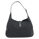 GUCCI GG Canvas Jackie Hand Bag Black Silver 001 3306 Auth 194743V-3