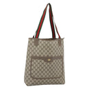 GUCCI GG Supreme Web Sherry Line Tote Bag PVC Beige Gold 40 02 003 Auth 194744-1