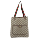 GUCCI GG Supreme Web Sherry Line Tote Bag PVC Beige Gold 40 02 003 Auth 194744-2