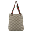 GUCCI GG Supreme Web Sherry Line Tote Bag PVC Beige Gold 40 02 003 Auth 194744-3
