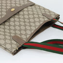 GUCCI GG Supreme Web Sherry Line Tote Bag PVC Beige Gold 40 02 003 Auth 194744-6