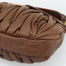 Miu Miu Matelasse Chain Shoulder Bag Leather 2way Brown Gold Auth 194745V-16