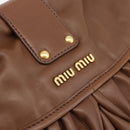 Miu Miu Matelasse Chain Shoulder Bag Leather 2way Brown Gold Auth 194745V-20