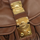 Miu Miu Matelasse Chain Shoulder Bag Leather 2way Brown Gold Auth 194745V-21