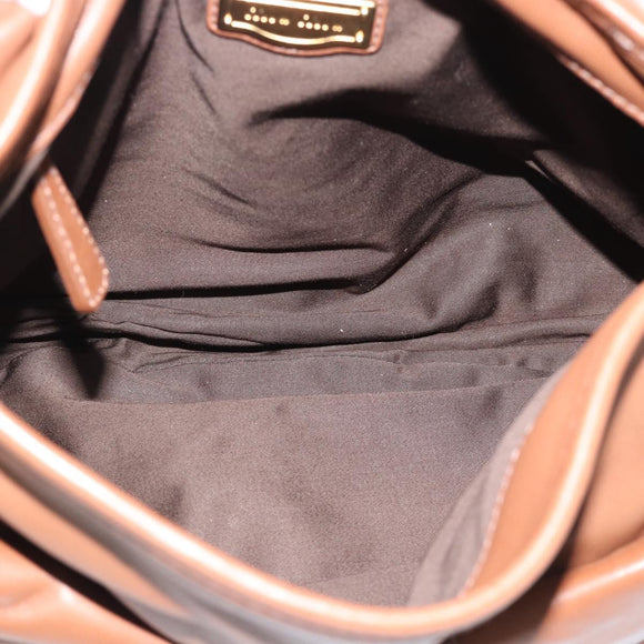 Miu Miu Matelasse Chain Shoulder Bag Leather 2way Brown Gold Auth 194745V