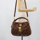 Miu Miu Matelasse Chain Shoulder Bag Leather 2way Brown Gold Auth 194745V-29