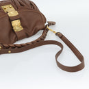 Miu Miu Matelasse Chain Shoulder Bag Leather 2way Brown Gold Auth 194745V-8