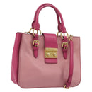 Miu Miu Madras Hand Bag Leather 2way Pink Gold Auth 194746A-1