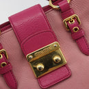 Miu Miu Madras Hand Bag Leather 2way Pink Gold Auth 194746A-18