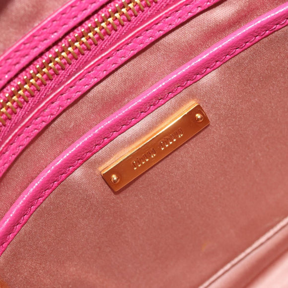 Miu Miu Madras Hand Bag Leather 2way Pink Gold Auth 194746A