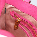 Miu Miu Madras Hand Bag Leather 2way Pink Gold Auth 194746A-21