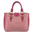 Miu Miu Madras Hand Bag Leather 2way Pink Gold Auth 194746A-3