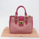 Miu Miu Madras Hand Bag Leather 2way Pink Gold Auth 194746A-30