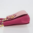 Miu Miu Madras Hand Bag Leather 2way Pink Gold Auth 194746A-5