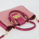 Miu Miu Madras Hand Bag Leather 2way Pink Gold Auth 194746A-6