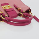 Miu Miu Madras Hand Bag Leather 2way Pink Gold Auth 194746A-7