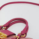 Miu Miu Madras Hand Bag Leather 2way Pink Gold Auth 194746A-8