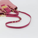 Miu Miu Madras Hand Bag Leather 2way Pink Gold Auth 194746A-9