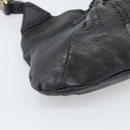 Salvatore Ferragamo Gancini Shoulder Bag Leather Black Silver Auth 194747A-14
