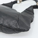 Salvatore Ferragamo Gancini Shoulder Bag Leather Black Silver Auth 194747A-15