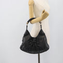 Salvatore Ferragamo Gancini Shoulder Bag Leather Black Silver Auth 194747A-22
