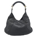 Salvatore Ferragamo Gancini Shoulder Bag Leather Black Silver Auth 194747A-2
