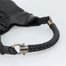 Salvatore Ferragamo Gancini Shoulder Bag Leather Black Silver Auth 194747A-7