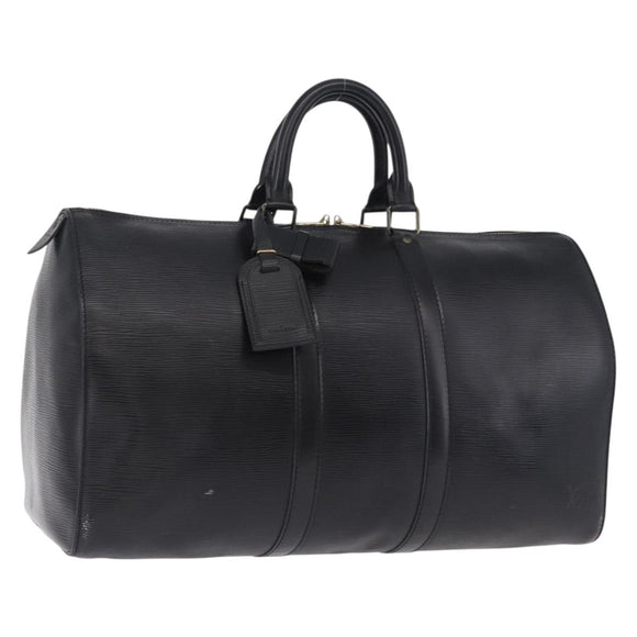 LOUIS VUITTON Epi Keepall 45 Boston Bag Black M42972 LV Auth 194748