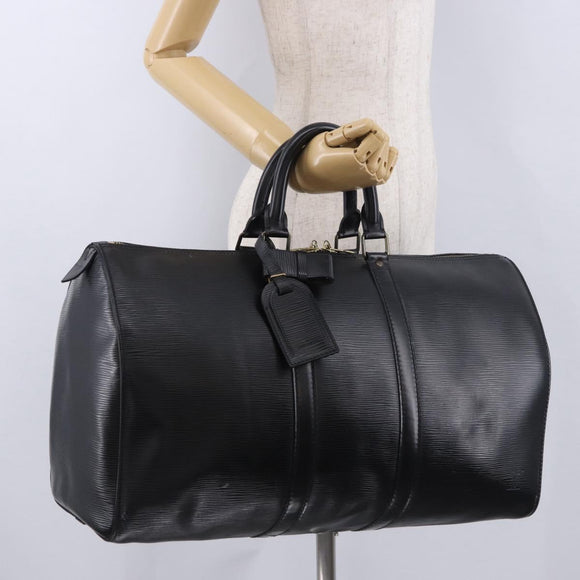 LOUIS VUITTON Epi Keepall 45 Boston Bag Black M42972 LV Auth 194748