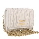 Miu Miu Matelasse Chain Shoulder Pouch Shoulder Bag Leather White Auth 194749M-1
