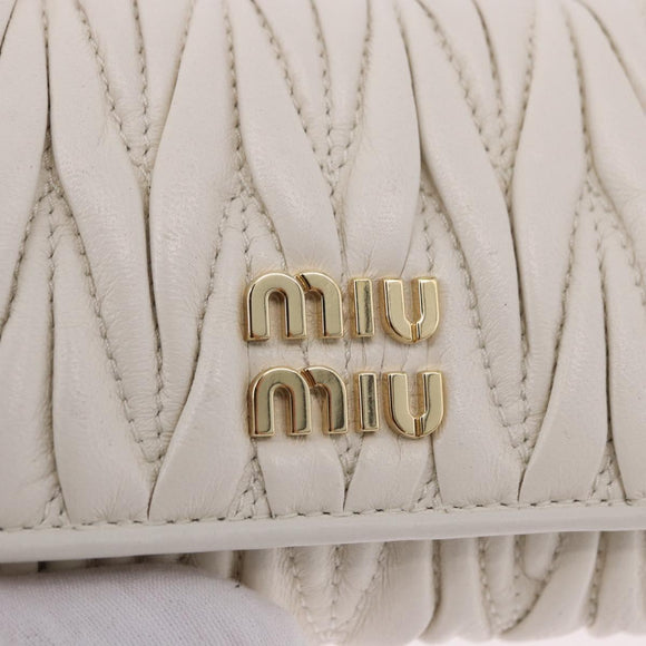 Miu Miu Matelasse Chain Shoulder Pouch Shoulder Bag Leather White Auth 194749M