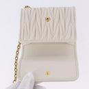 Miu Miu Matelasse Chain Shoulder Pouch Shoulder Bag Leather White Auth 194749M-15