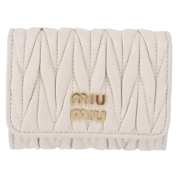 Miu Miu Matelasse Chain Shoulder Pouch Shoulder Bag Leather White Auth 194749M