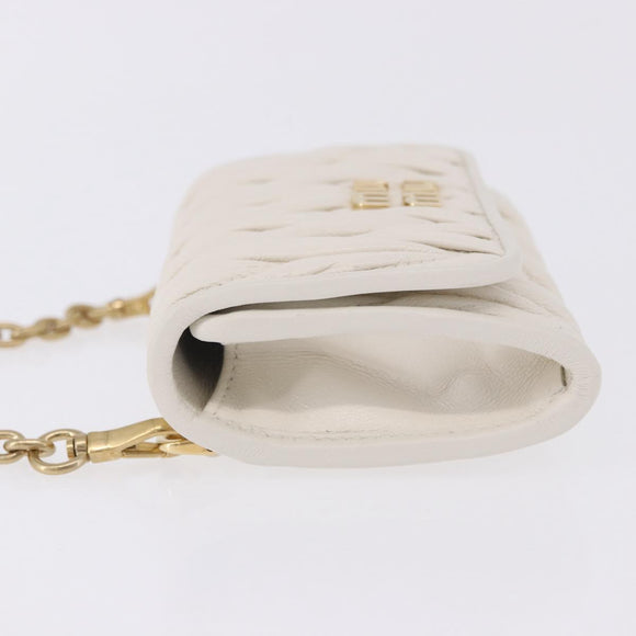 Miu Miu Matelasse Chain Shoulder Pouch Shoulder Bag Leather White Auth 194749M