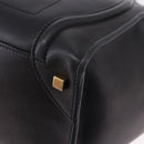 CELINE Luggage Mini shopper Hand Bag Calf Skin Black Silver Auth 194754V-11
