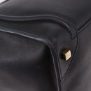 CELINE Luggage Mini shopper Hand Bag Calf Skin Black Silver Auth 194754V-12