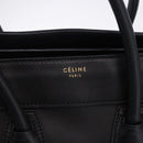 CELINE Luggage Mini shopper Hand Bag Calf Skin Black Silver Auth 194754V-14