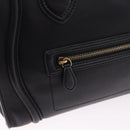 CELINE Luggage Mini shopper Hand Bag Calf Skin Black Silver Auth 194754V-15